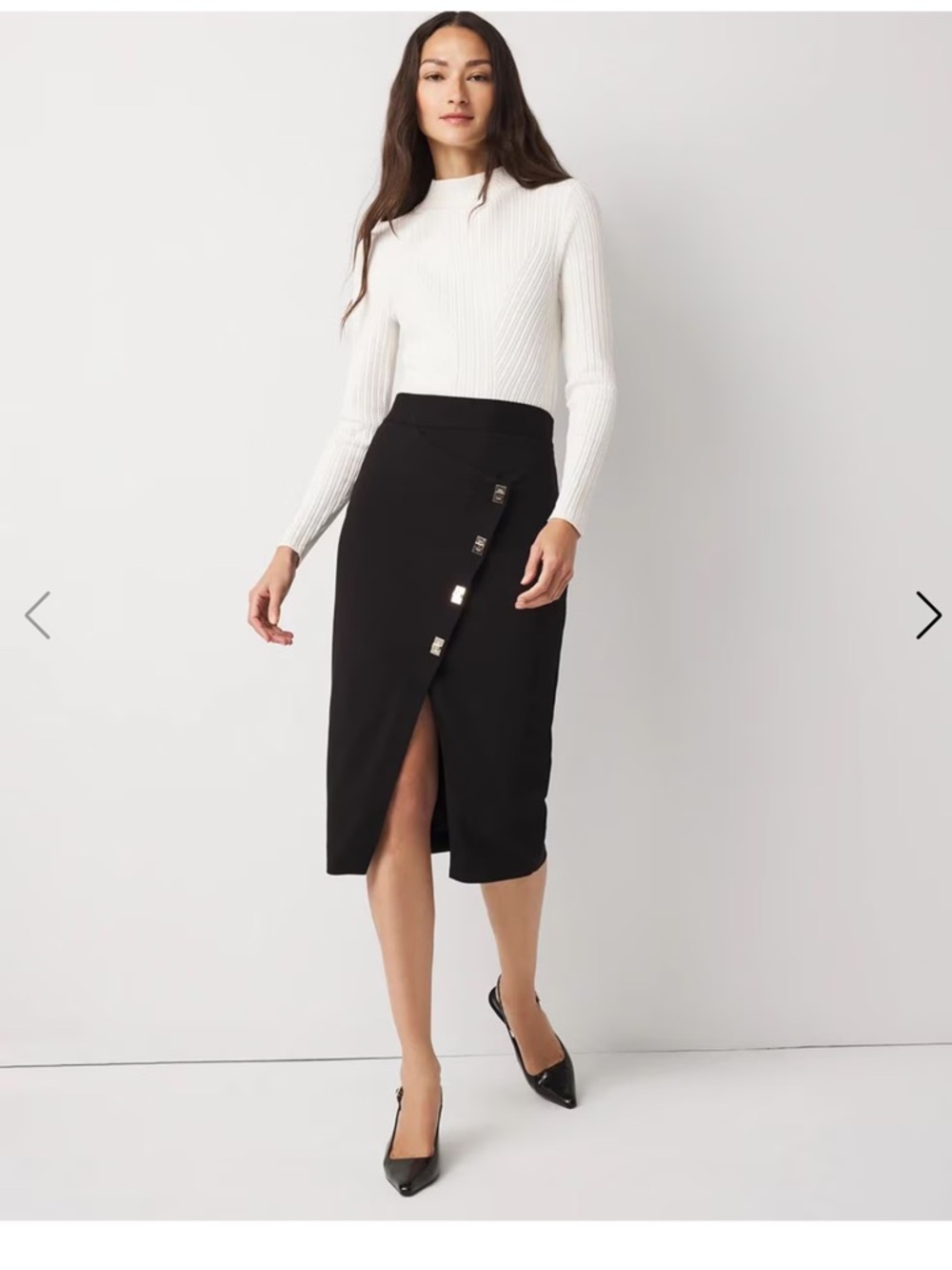 WHBM Asymmetrical Faux-Wrap Pencil Skirt